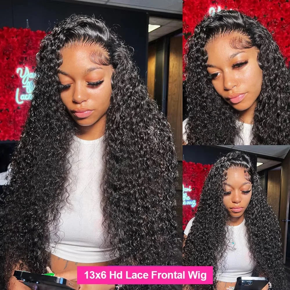 180% Curly Wigs Human Hair Lace Frontal Wig 13x4 Hd Water Wave Lace Front Human Hair Wig Deep Wave Human Hair Wigs Brazilian