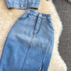 Women Denim 2 Piece Sets Long Skirt Top Suit Skirts Tops Single Breasted Outfits Washed Distressed 2025 Summer Casual Ensemble