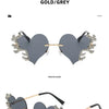 Randlose Sonnenbrille Damen Luxusmarke Strass Sonnenbrille Damen Niedliche Herzform Punk Party Brille очки від сонця женские
