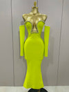 Sexy Off Shoulder Luxury Diamonds Long Bodycon Bandage Dress 2025Women Celebrity Elegant Prom Gown Birthday Club Cocktail Dress