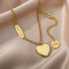 Double Layer Hollow Clavicle Chain Stainless Steel Necklace For Women Punk Hip-Hop Streetwear Jewelry Dropshipping