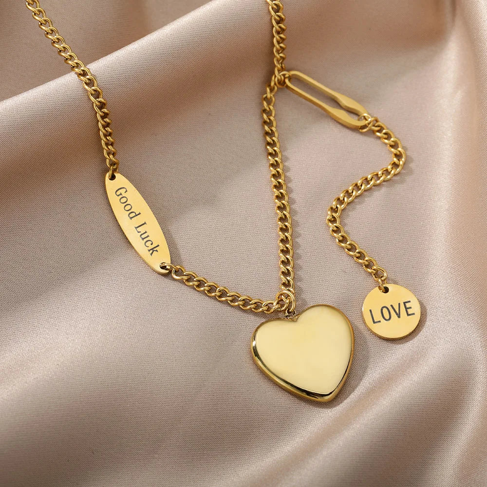 Double Layer Hollow Clavicle Chain Stainless Steel Necklace For Women Punk Hip-Hop Streetwear Jewelry Dropshipping
