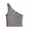 One Shoulder Cropped Tanks Top Women Summer Sleeveless Tanks Camis Sexy Oblique Collar Elastic Corset Slim Crop Tops Tube Lady
