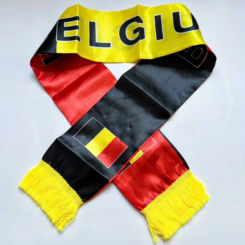 2026 Haiti  NorwayCountries Flag Scarf14x135cm Double-sided Printed Satin Haiti Flag Scarf Tassels Suitable for Football, Sports