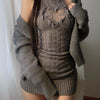 Spring Elegant Vintage Knitted Suits Women Even Party Clothing Korean 3 Piece Dress Set Office Lady Sweater Vest + Mini Skirt