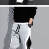 Autumn Men's Wide Loose Casual Pants Mens Patchwork Nine-point Sports  Elastic Rope Breathable Tie-foot Trousers