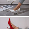 Schuhe Damen 2024 Trend Neue Sommer Rote Absätze Elegante Damen Schwarze Pumps mit Absatz Spitz zulaufende Pumps Kleid Leder Weiße Damenschuhe