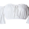 Crop tops women 2024 summer lantern sleeve sexy strapless beach tops plus size red black white ruched crop top