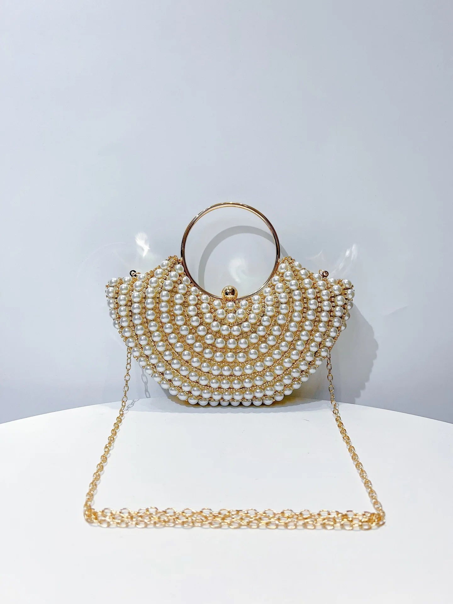 Luxuriöses Design Glitzernde Bankett-Clutch-Tasche Mode Perlmutt-Einlage Hochzeitshandtasche Damen Umhängetasche mit Kette Neue Clutch-Geldbörse