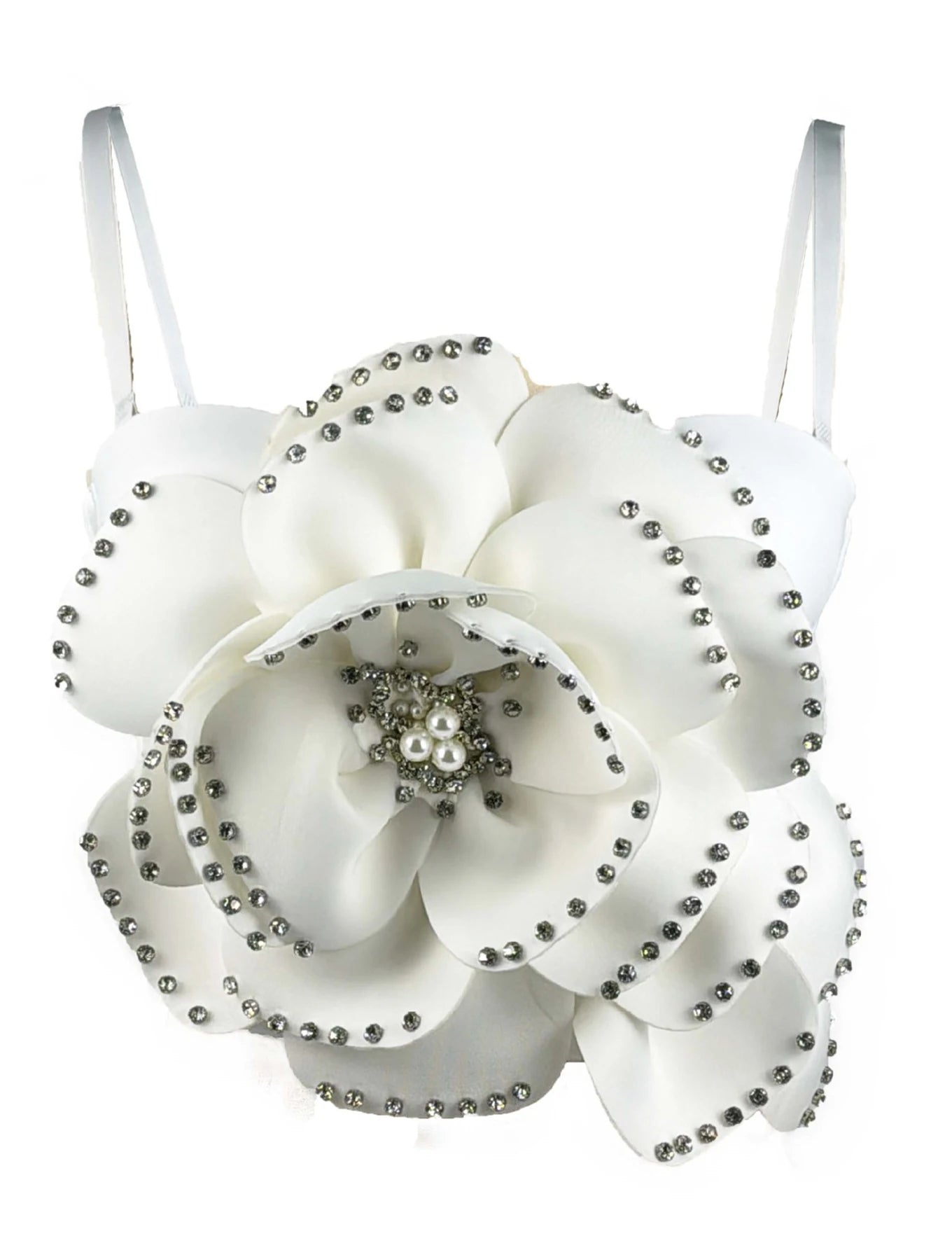 Sexy pink white flower corset crop top women clothing summer body cropped beading bra club party tops woman 2026 halter tank top