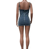 Camisole Dress Sexy Sleeveless Women Denim Dresses Solid Spliced Sheath Slim Washed Distressed 2025 Summer Wrap Buttocks