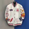Street Popular Letter Flocking Embroidered Jacket And Coat Men 2023 New Y2K Harajuku Hip Hop Spliced Motorcycle Baseball Uniform