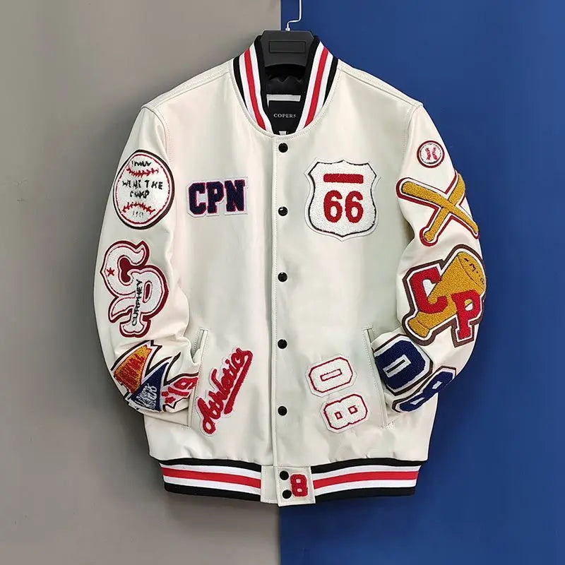 Street Popular Letter Flocking Embroidered Jacket And Coat Men 2023 New Y2K Harajuku Hip Hop Spliced Motorcycle Baseball Uniform