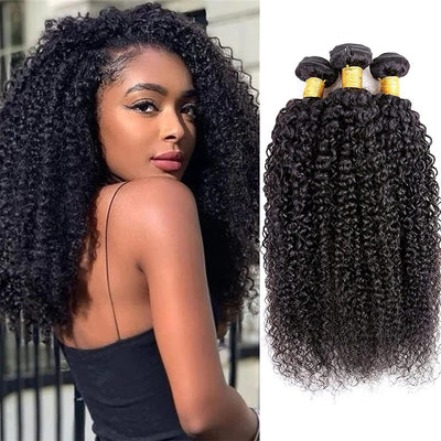 Mongolische Afro Kinky Curly Bundles Echthaar Afro Kinky Bulk Echthaar Unverarbeitete Virgin Hair Bundles für Frauen Naturschwarz