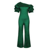 Jumpsuits Women One Piece Party Slim Fit Sexy Oblique Shoulder Wide Leg Long Pants Overalls Elegant Splice Rompers Evening