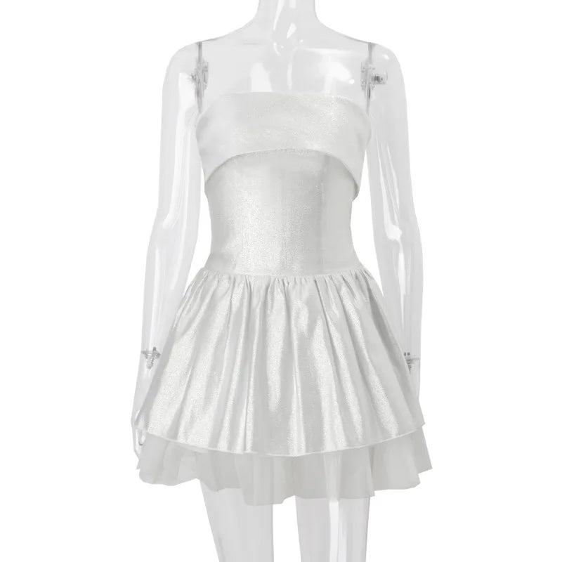 Elegantes trägerloses Korsett-Minikleid schulterfrei glänzende Kleider glitzerndes rückenfreies Roben-Ballkleid Geburtstag Abendparty Cocktail