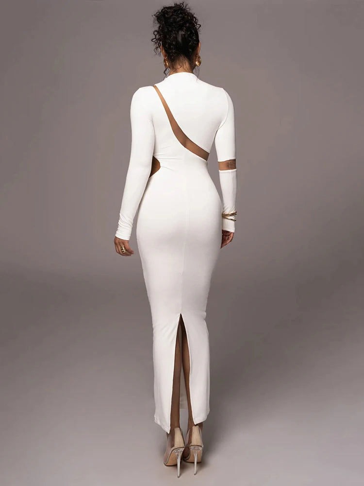 Articat-Women's Split Long Sleeve Midi Dress, Sexy Hollow Out, Split, Irregular, Irregular, Party, Club, Evening