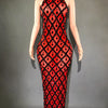Sparkly Rhinestones Sleeveless Long Dress Elegant Dark Mesh Celebrate Evening Wedding Prom Gown Birthday Dress Photograph Wear