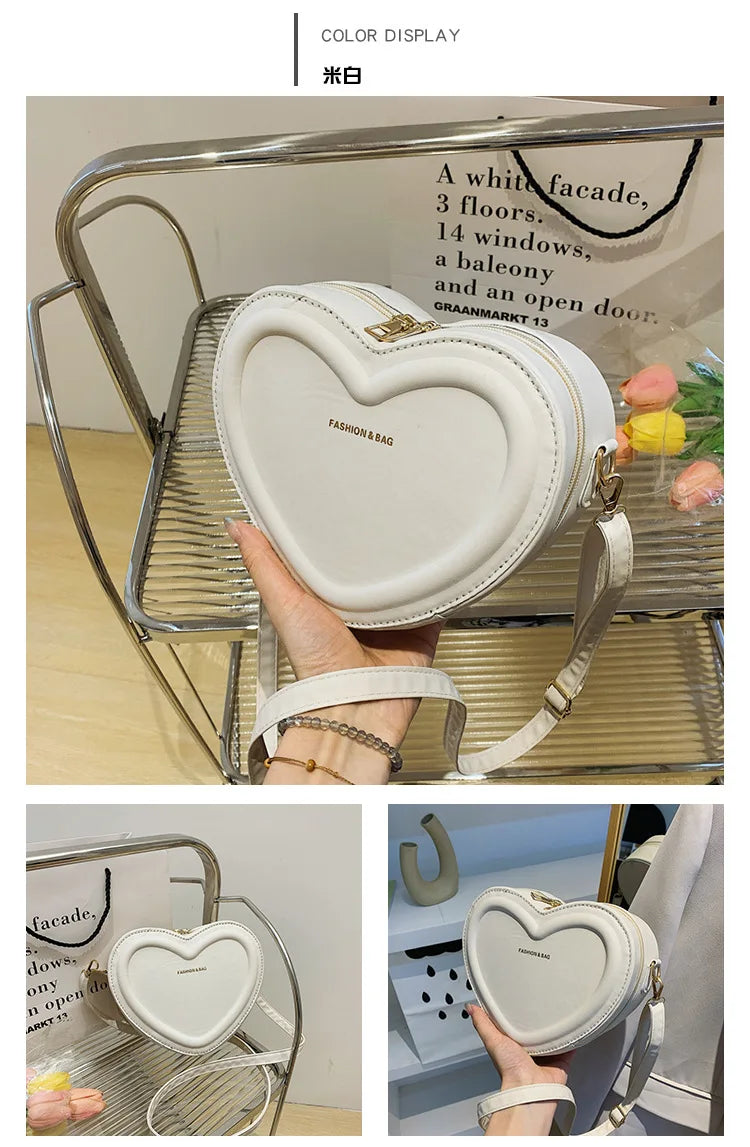 Fashion Heart Shape Crossbody Bags For Women New Solid Pu Leather Shoulder Bag Casual Ladies Handbags Designer Women Bags сумка