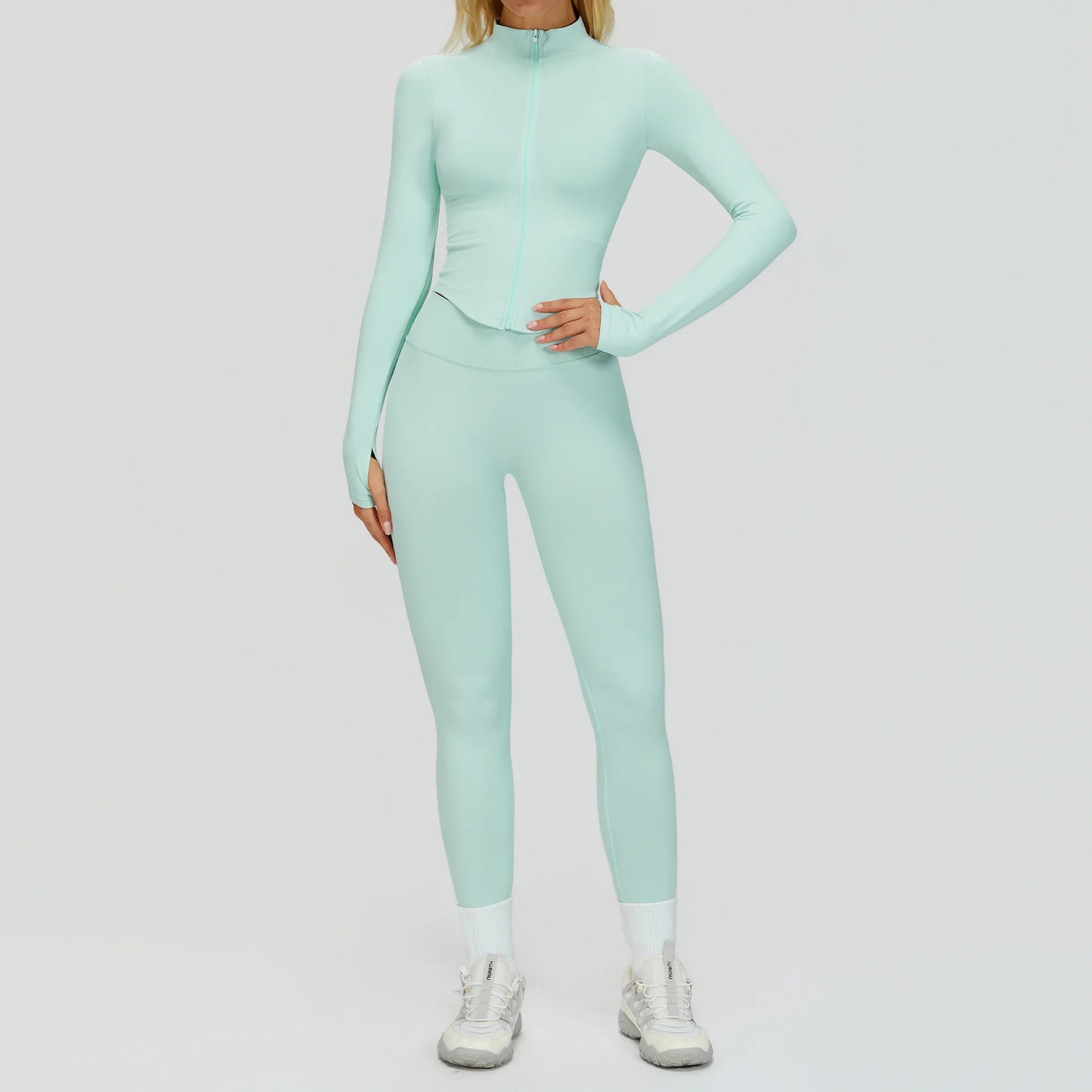 SWELTERING 2/3PCS Seamless Yoga Set Gym Clothes Sportswear Fitness Suits Women Workout Bra Crop Top Long Sleeve Sports Suits