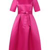 VONDA Elegant Women Satin Short Sleeve Midi Dress 2024 Summer Vestidos Casual Belted Loose Solid Color Long Sundress Oversized