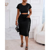 Women's Letter Print Crop Top and High Waist Long Skirt Set, Summer Workwear, Casual Tassel, Female Party Dress Sets, New, 2Pcs