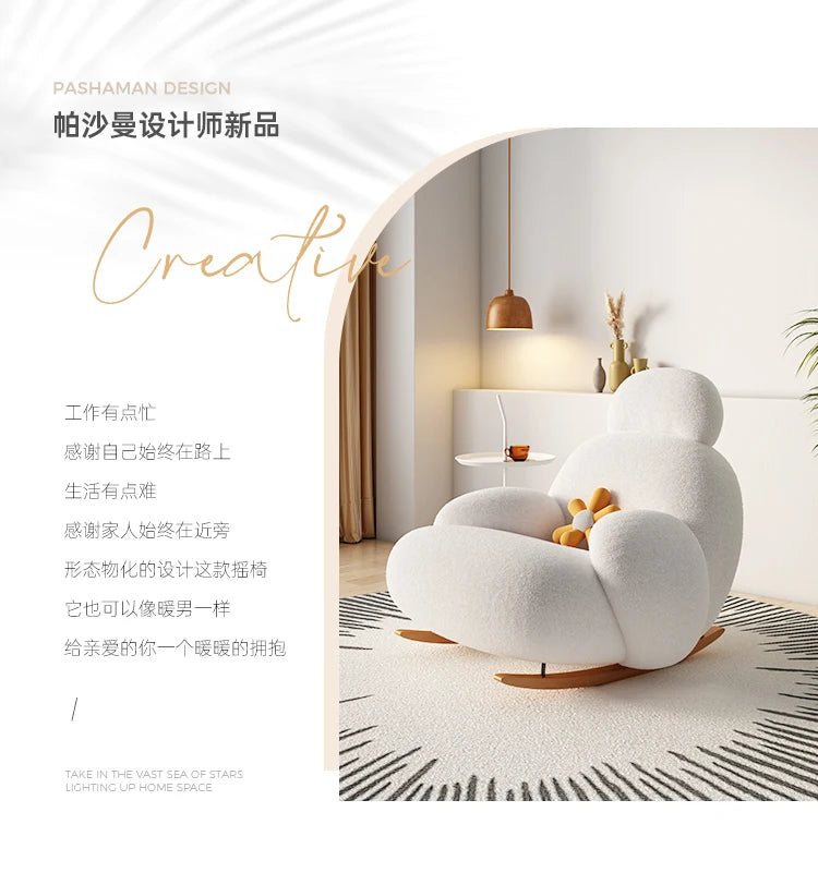Fluffy White Wohnzimmerstuhl Modern Niedlich Boden Ergonomischer Wohnzimmerstuhl Lounge Relaxsessel Möbel Salon Home Möbel