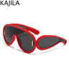 Oversized Wellen-Masken-Sonnenbrille Einteilige Damen-Sport-Y2K-Punk-Sonnenbrille für Damen 2024 Luxusmarke Steampunk-Brillen-Goggle