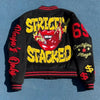 Street Popular Letter Flocking Embroidered Jacket And Coat Men 2023 New Y2K Harajuku Hip Hop Spliced Motorcycle Baseball Uniform