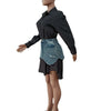 Denim 2 Piece Sets Women Shirt Skirt Suit Hole Single Breasted Turn Down Collar Pocket Splicing Outfits 2025 Skirts Ensemble
