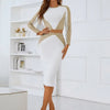 Slim fit party bandage suit elegant set long sleeved dress slim fit fashionable clothing set spring club outfit