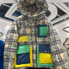 2023 Europäische Station Winter Neue Daunenjacke Damen Warm Mode Kurze Farb-Patchwork Graffiti dicke Weiße Entendaunenjacke