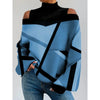 2024Damen Langarm Rollkragenpullover Damen Sexy schulterfrei ausgehöhlte lockere bedruckte T-Shirts 2024 Herbst Mode T-Shirt Top