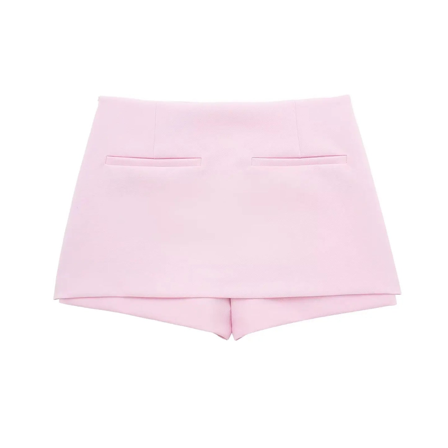 HH Women Pink 2 Piece Set Sexy V-Neck Sleeveless Backless Suspender Zipper Top+High Waist Back Pocket Mini Skirts Shorts Y2K