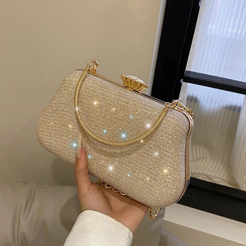 Luxus-High-Design Damen-Abendtasche Party-Bankett Glitzertasche für Damen Hochzeitsclutch Handtasche Umhängetasche mit Kette Bolsas