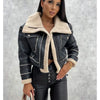 Faux Leather Jackets Women PU Short Thick Warm Black Outwear Female Aviator Retro Lapel Velvet Coat 2023 New Winter Woman Tops