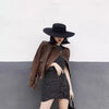 1PC Women Elegant Flatcap Wide Brim Felt Hat Flat-top Panama Retro Church Derby Cap French Hepburn Style Dame Hat