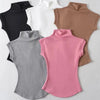 Women Summer Sexy Turtleneck Sleeveless T-Shirts Tops Solid Slim Fit Pullovers Causal Tees Shirts Female Streetwear Basics Tees