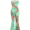 European and American fashion new butterfly lace cross vest and wide-leg trousers two-piece suit