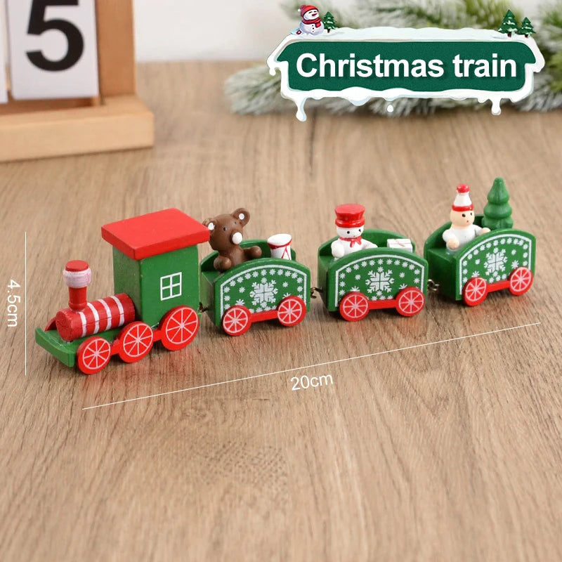 Weihnachten Holzeisenbahn Frohe Weihnachten Dekorationen für Zuhause 2024 Weihnachtsbaumschmuck Navidad Noel Kindergeschenk Frohes Neues Jahr 2025