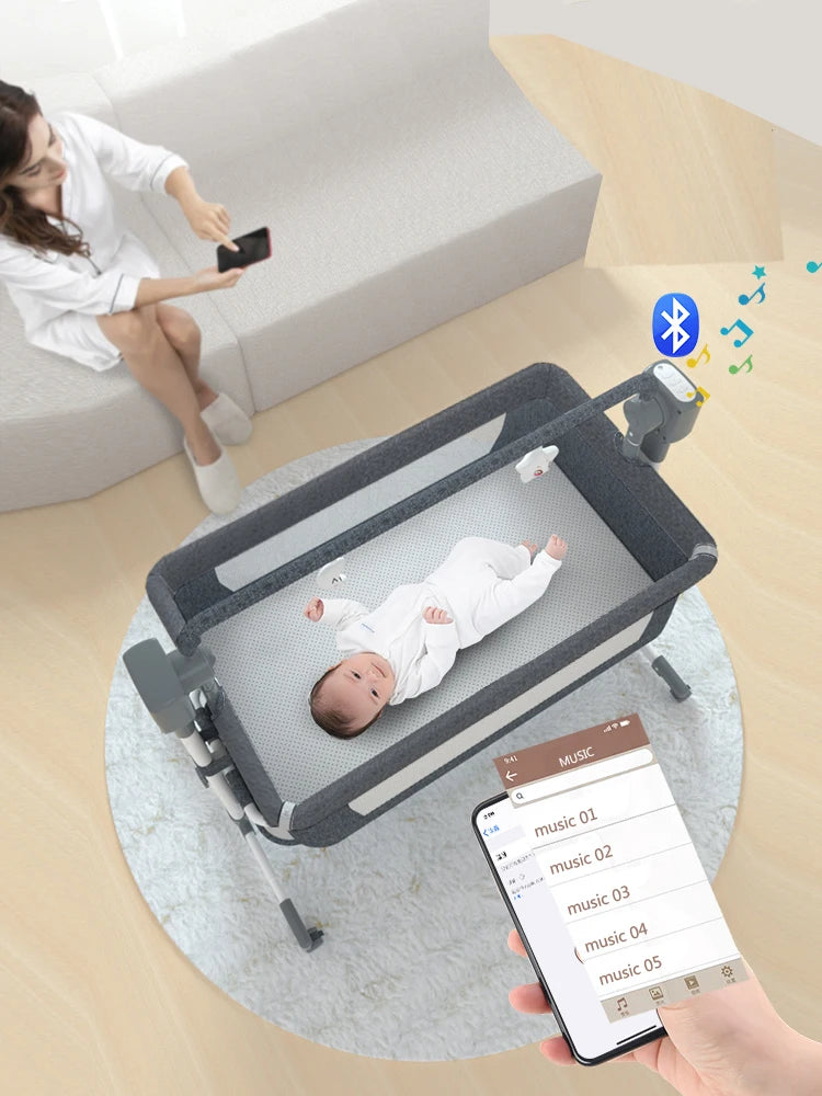 Babybett Babywiege Neugeborenen Beistellbett Tragbares Reisebett mit Moskitonetz Schlafwiege Baby Schaukelbett