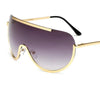 Metallische Oversized Punk Sonnenbrille Damen Semi-Randlose Schutzbrille Shield Lens Designer Große Sonnenbrille Damen Modeaccessoires