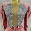 Luxury Sparkly Crystals Sexy Mesh White Velvet Short Dress 2025 Women Elegant Evening Prom Birthday Party Dresses Stage Costume