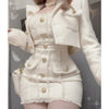 Korean Style Elegant Vintage Two Piece Set Women Sweet Woolen Short Jackets Tassel Design Mini Dress Suit Female Fashion Outfitn