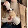 Damen Rollkragenpullover Winter 2025 Retro Rot mit Samtfutter Verdickter Innerer Thermostrickboden