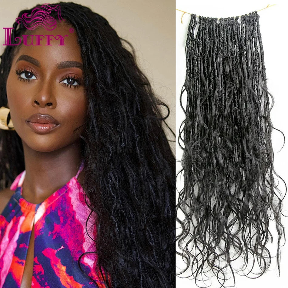Body Wave Pre-Looped Crochet Boho Locs With Human Hair Curls Goddess Locs Body Wave Full Ends Hair Extensions For Black Women