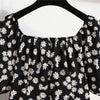 Damen Minikleider Sommer Mode Damenkleider Bedruckte Chiffonkleider mit Blumenmuster, gerafft, plissiert, kurze Puffärmel, Freizeitkleid