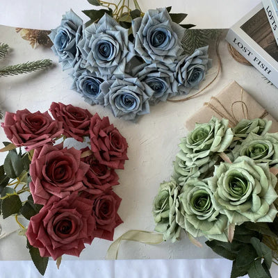 41 cm 7 Gabeln Siebdruck Diamant Rose Künstliche Blume Hochzeit Wohnzimmer Dekoration Wegweiser Blumenstrauß, Künstliche Blume