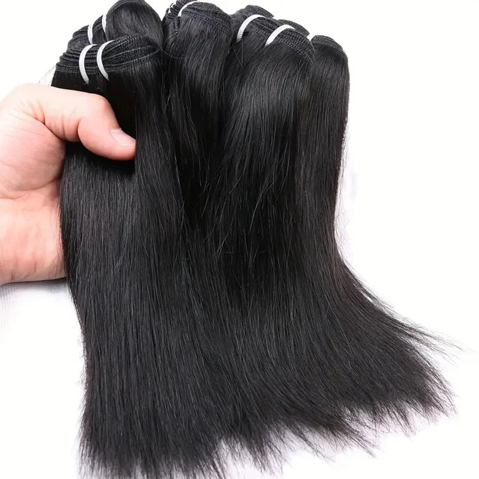 Großhandel Kurze Echthaar-Webart Knochenglatt Brasilianische Echthaar-Bündel Naturhaarfarbe Haarverlängerungen 100 Gramm Günstig