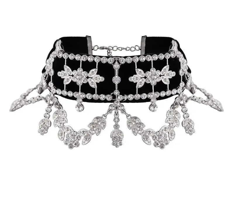 Modische Kristall-Strass-Choker, Samt-Statement-Halsketten für Damen, Collares, Schmuck, Partygeschenk